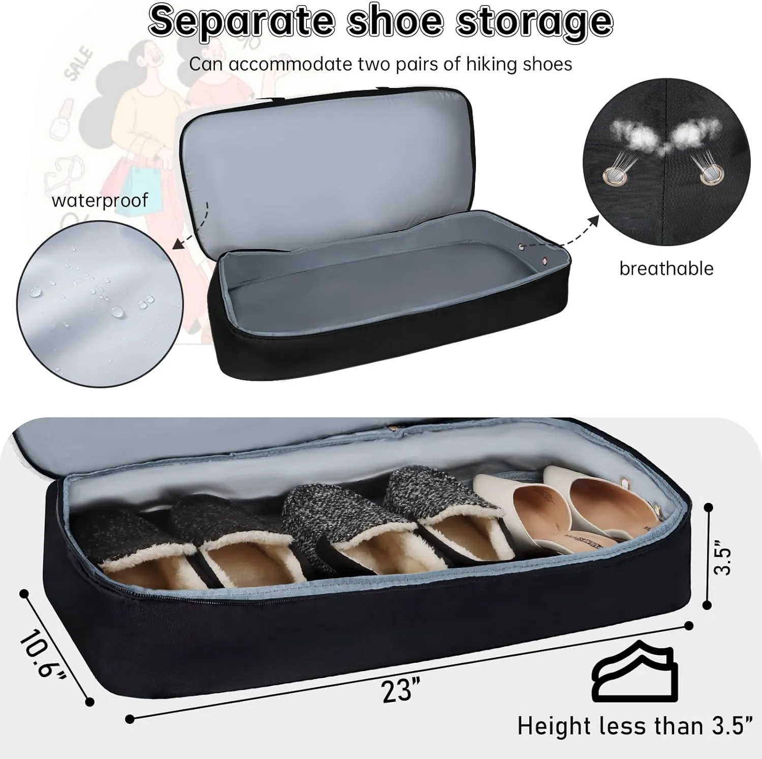 Weekender Bag for Women, 5 Pcs Set Carry on Overnight Bag, 23" Travel Duffel Bag with Waterproof Shoe Compartment