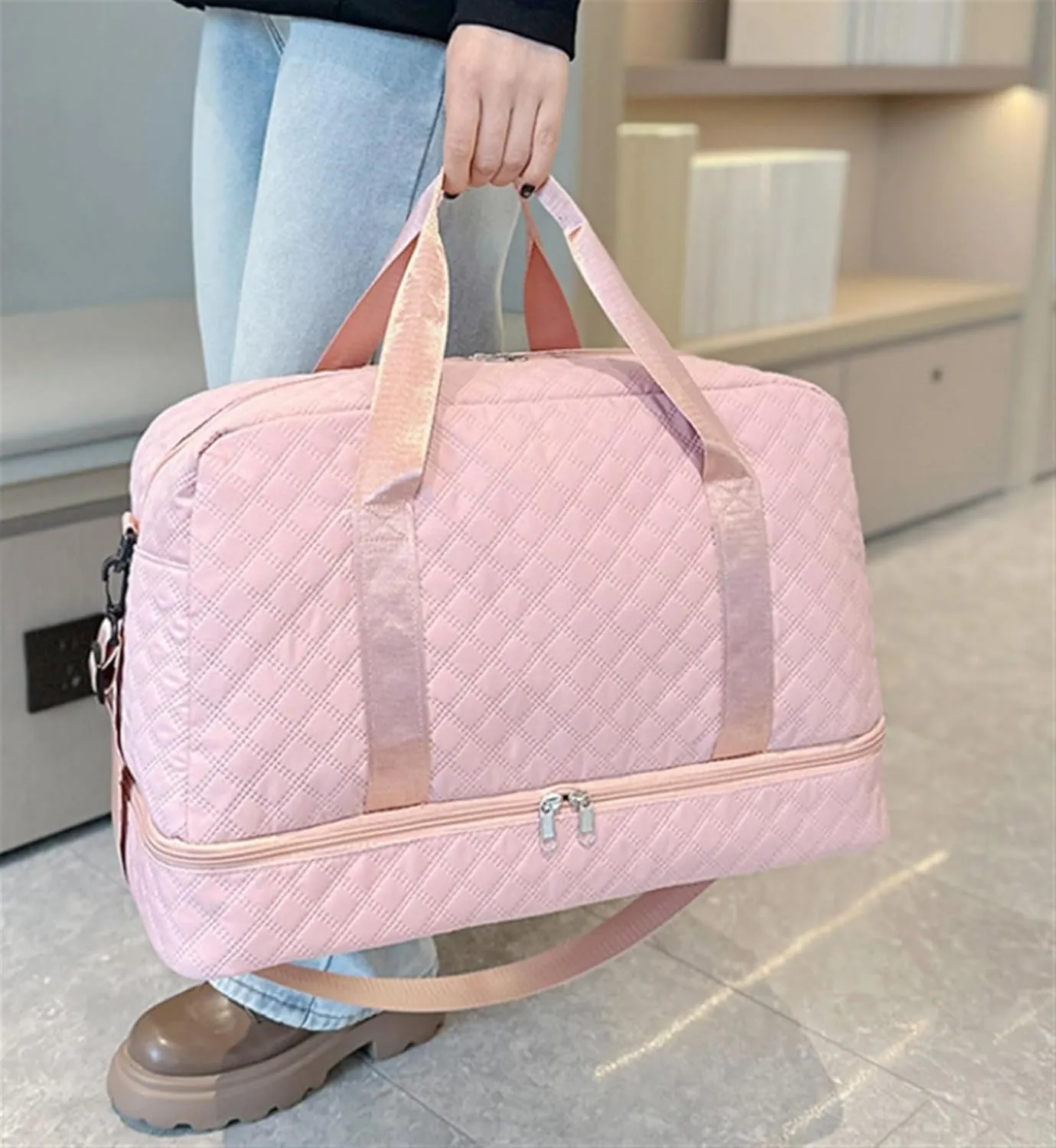 Weekender Travel Bag Weekender Bags for Women Travel Duffle Bag Large Capacity Overnight Bag Shoe Compartment Sport Gym Bag(C)