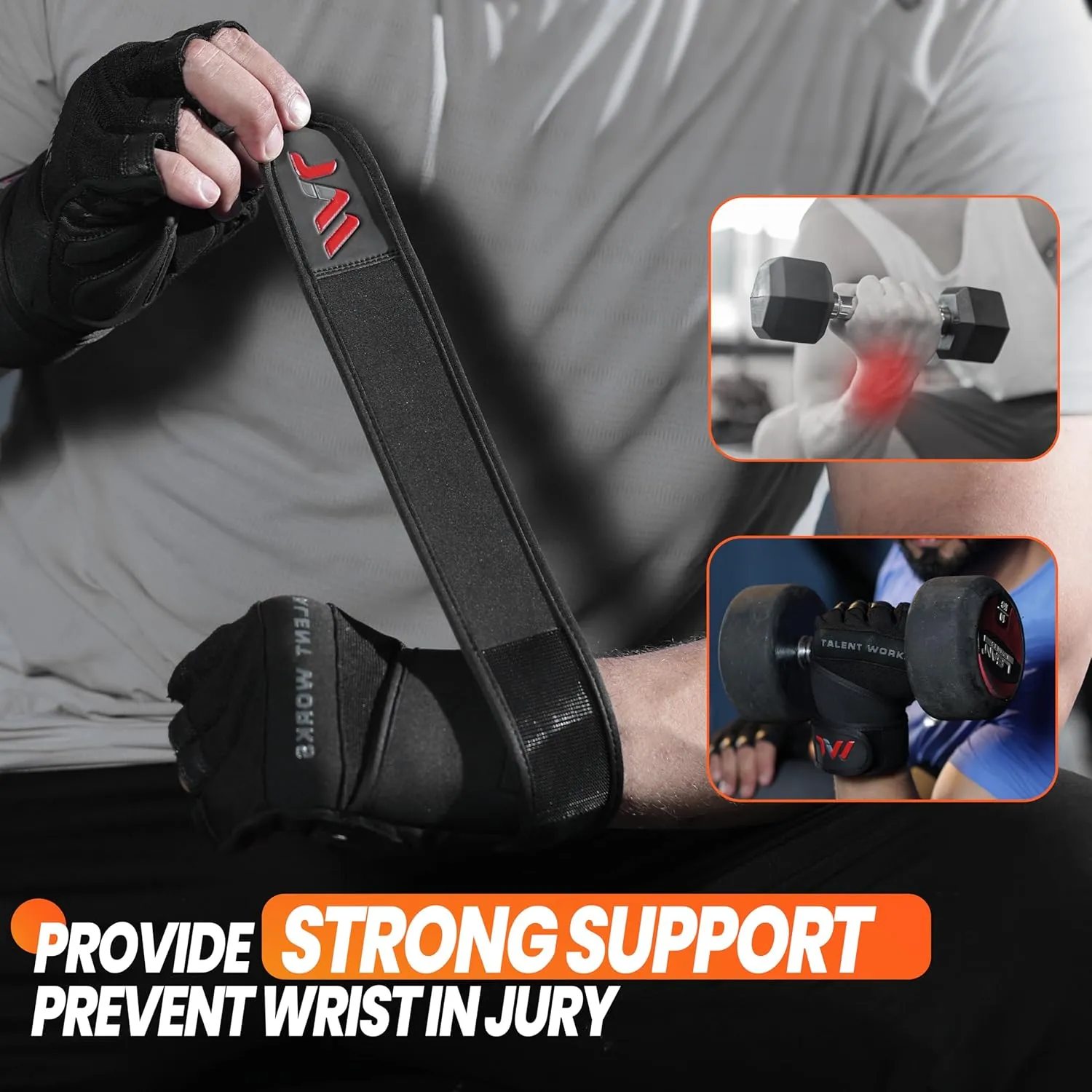 Weight Lifting Gloves with Wrist Wrap Support – Full Protection, Anti-Slip Grip, Padded Gym Gloves for Men Women – Ideal for Weightlifting, Cross Training, Pull-Ups, Fitness