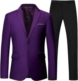 Wemaliyzd Men's Regular Fit 2 Piece Business Suit 2 Buttons Prom Dinner Suit Pants