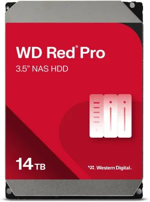 Western Digital 14TB WD Red Pro NAS Internal Hard Drive HDD - 7200 RPM, SATA 6 Gb/s, CMR, 512 MB Cache, 3.5" - WD141KFGX