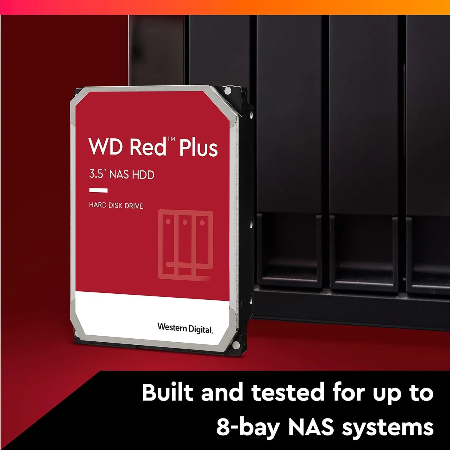 Western Digital 8TB WD Red Plus NAS Internal Hard Drive HDD - 5640 RPM, SATA 6 Gb/s, CMR, 128 MB Cache, 3.5" - WD80EFZZ