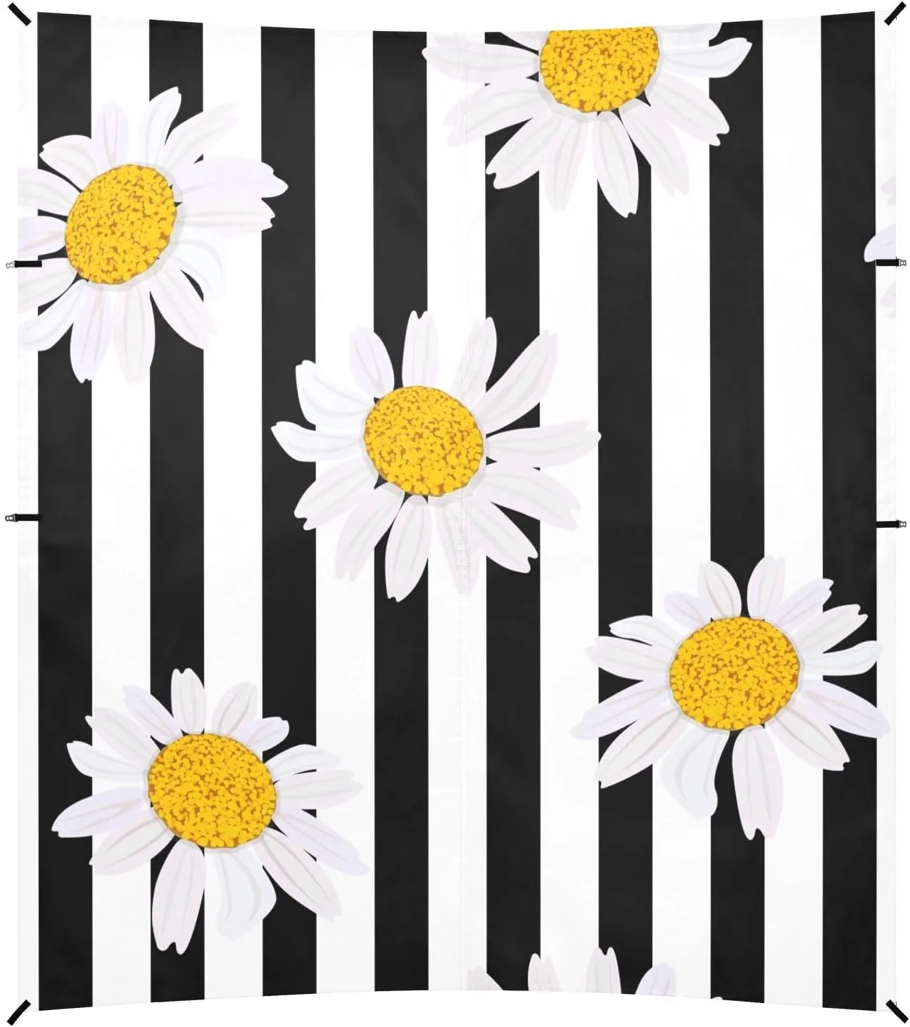 White Daisy Black Stripes Beach Tent Camping Sun Shelters Portable Outdoor Canopy Sun Shade for Camping Trips Fishing Backyard Fun or Picnics Easy Setup with Carrying Bag