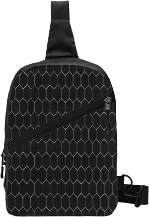 White Hexagonal Sling Bag for Men Women, Small Crossbody Sling Backpack Shoulder Chest Bag, Anti Theft Travel Hiking Sports