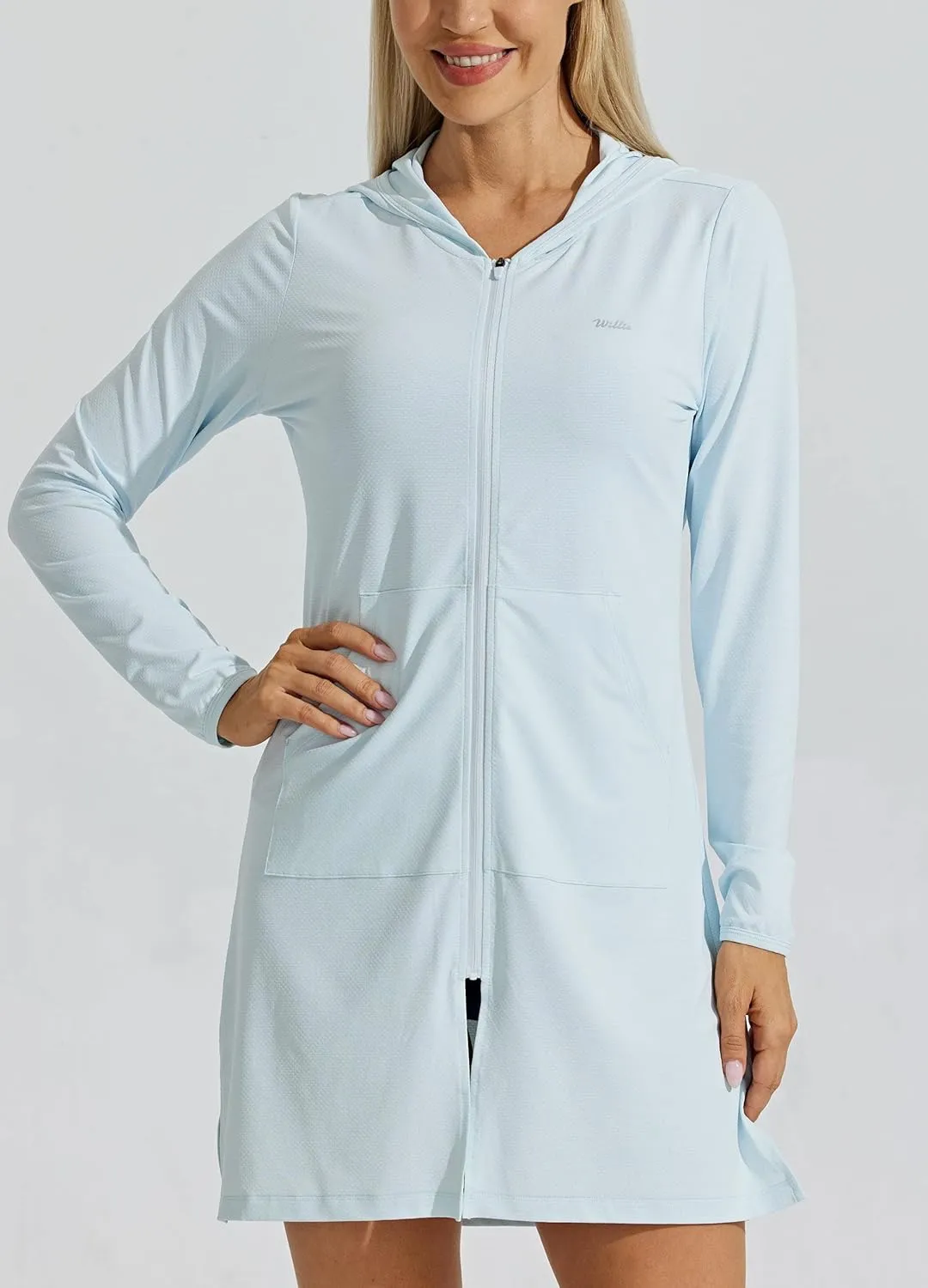 Willit UPF 50  Women's Swim Cover Up Sun Protection Beach Swimwear Bathing Suit Long Hoodie Jacket SPF