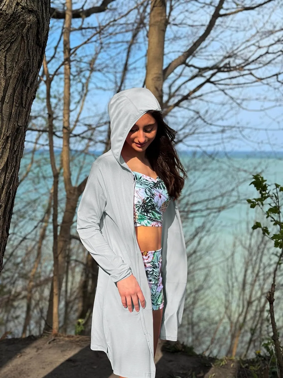 Willit UPF 50  Women's Swim Cover Up Sun Protection Beach Swimwear Bathing Suit Long Hoodie Jacket SPF