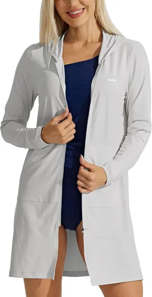 Willit UPF 50  Women's Swim Cover Up Sun Protection Beach Swimwear Bathing Suit Long Hoodie Jacket SPF