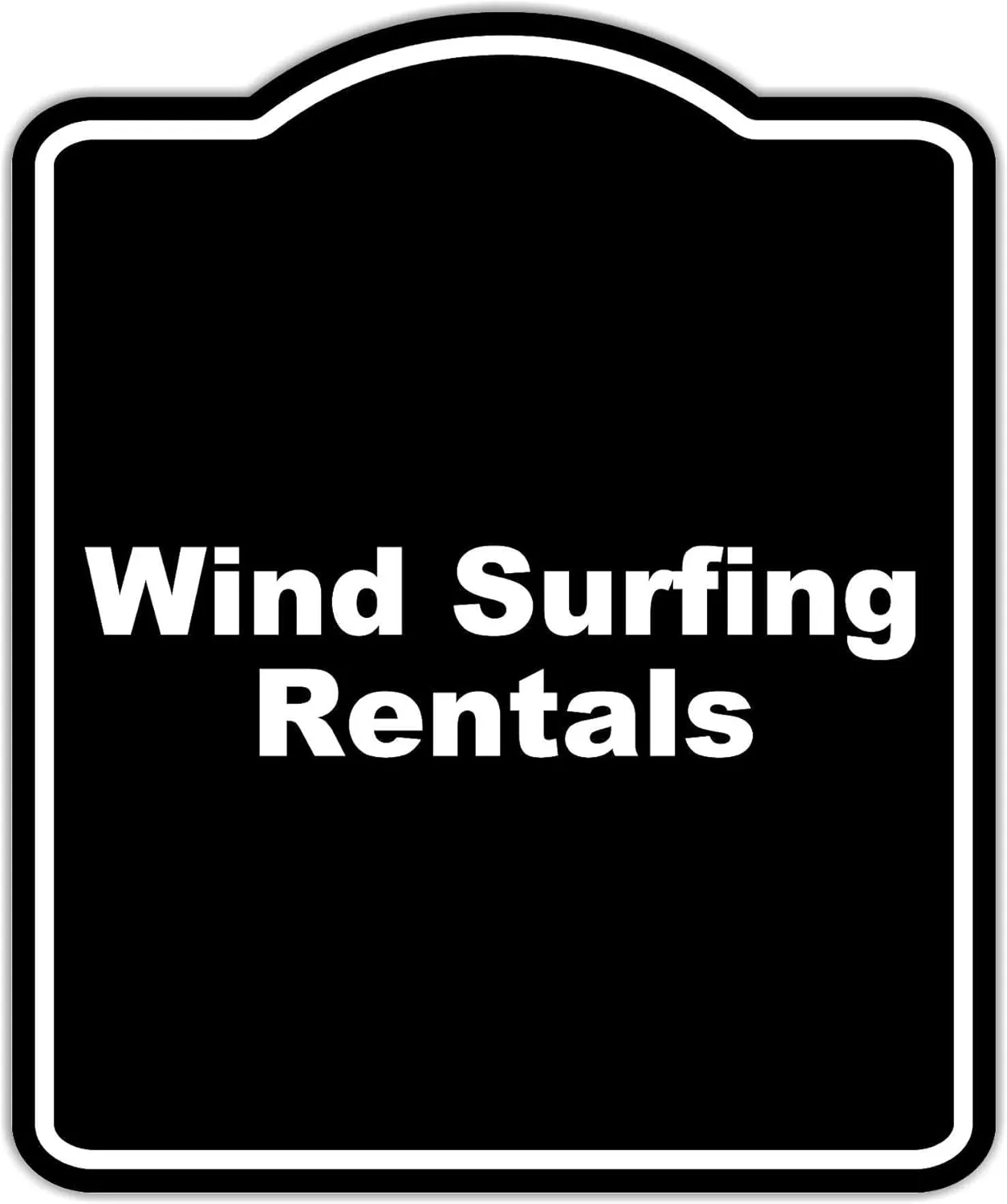 Wind Surfing Rentals BLACK Minimalist Aluminum Composite Sign 20 x 24 inches