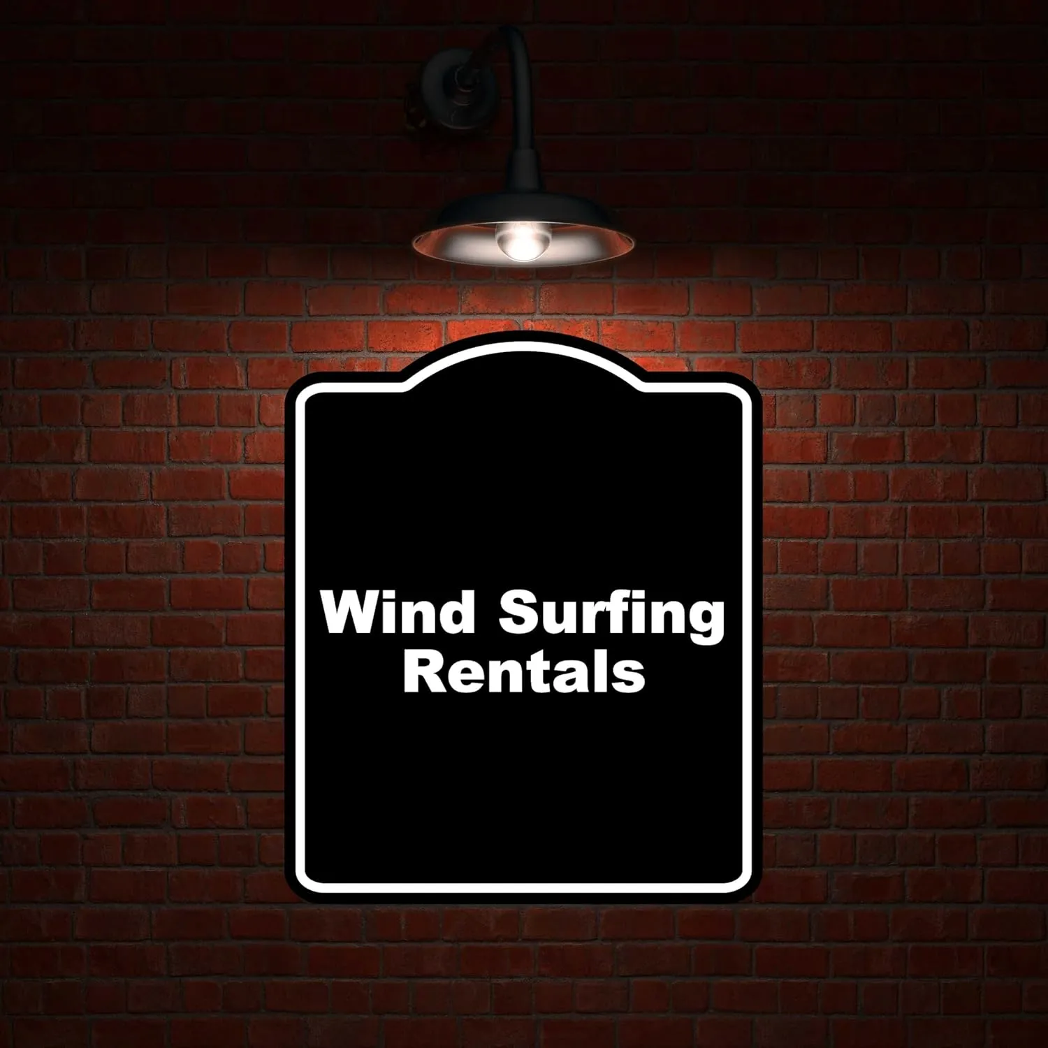 Wind Surfing Rentals BLACK Minimalist Aluminum Composite Sign 20 x 24 inches