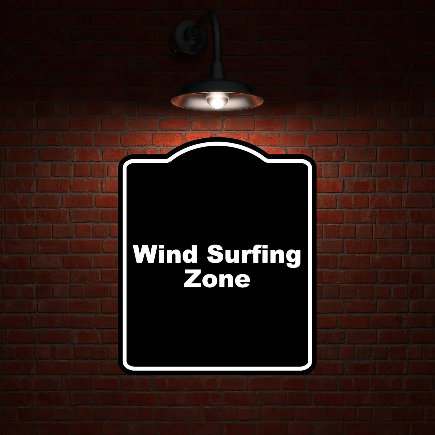 Wind Surfing Zone BLACK Minimalist Aluminum Composite Sign 20 x 24 inches
