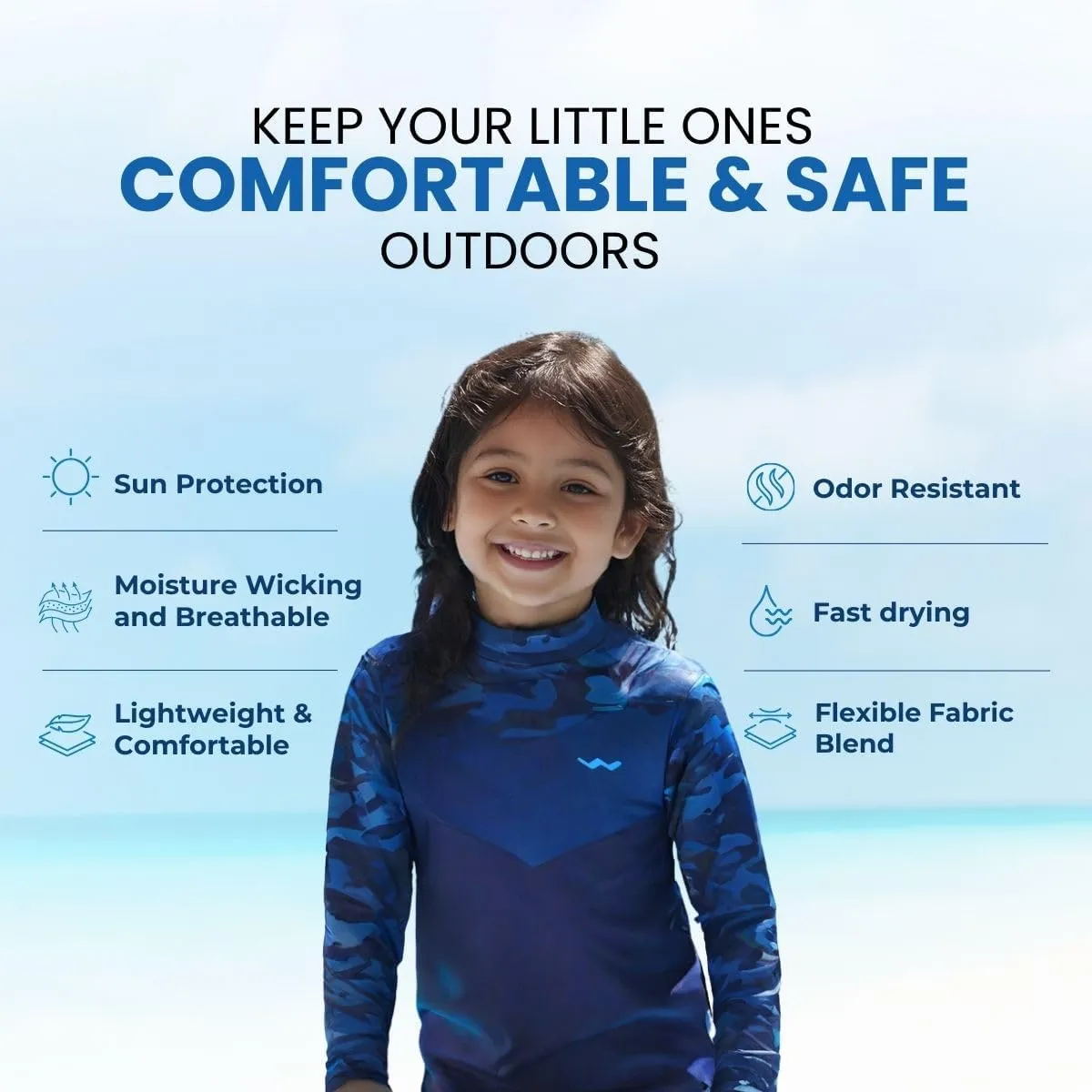 WindRider Kids Rash Guard - Girls and Boys Swim Shirt UPF 50  Sun Protection, Long Sleeve for Swimming, Fishing & Outdoor Fun