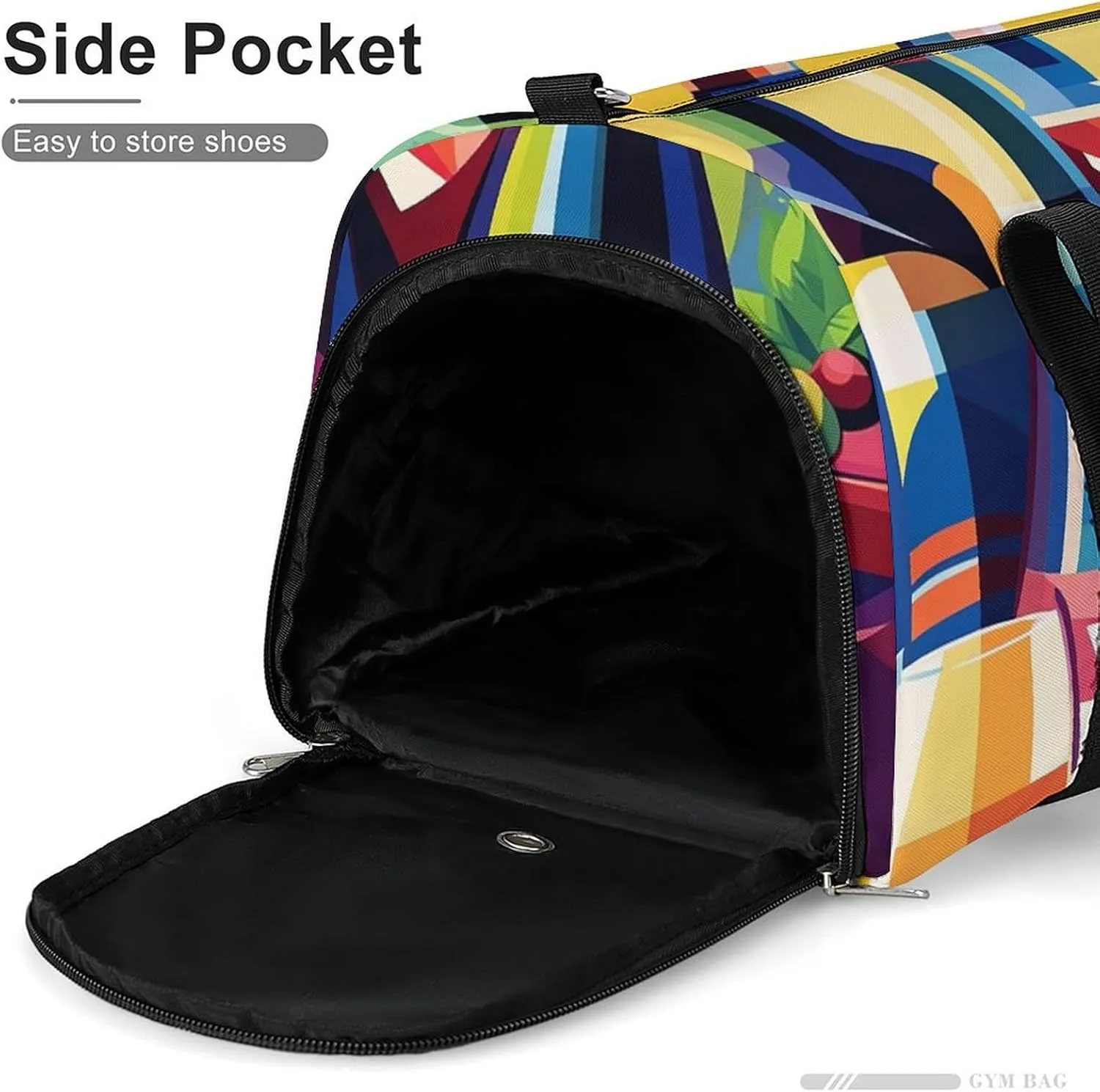 Wine Bottles And Cocktails Fitness Large Gym Bag for Unisex with Shoe Compartment & Wet Pocket