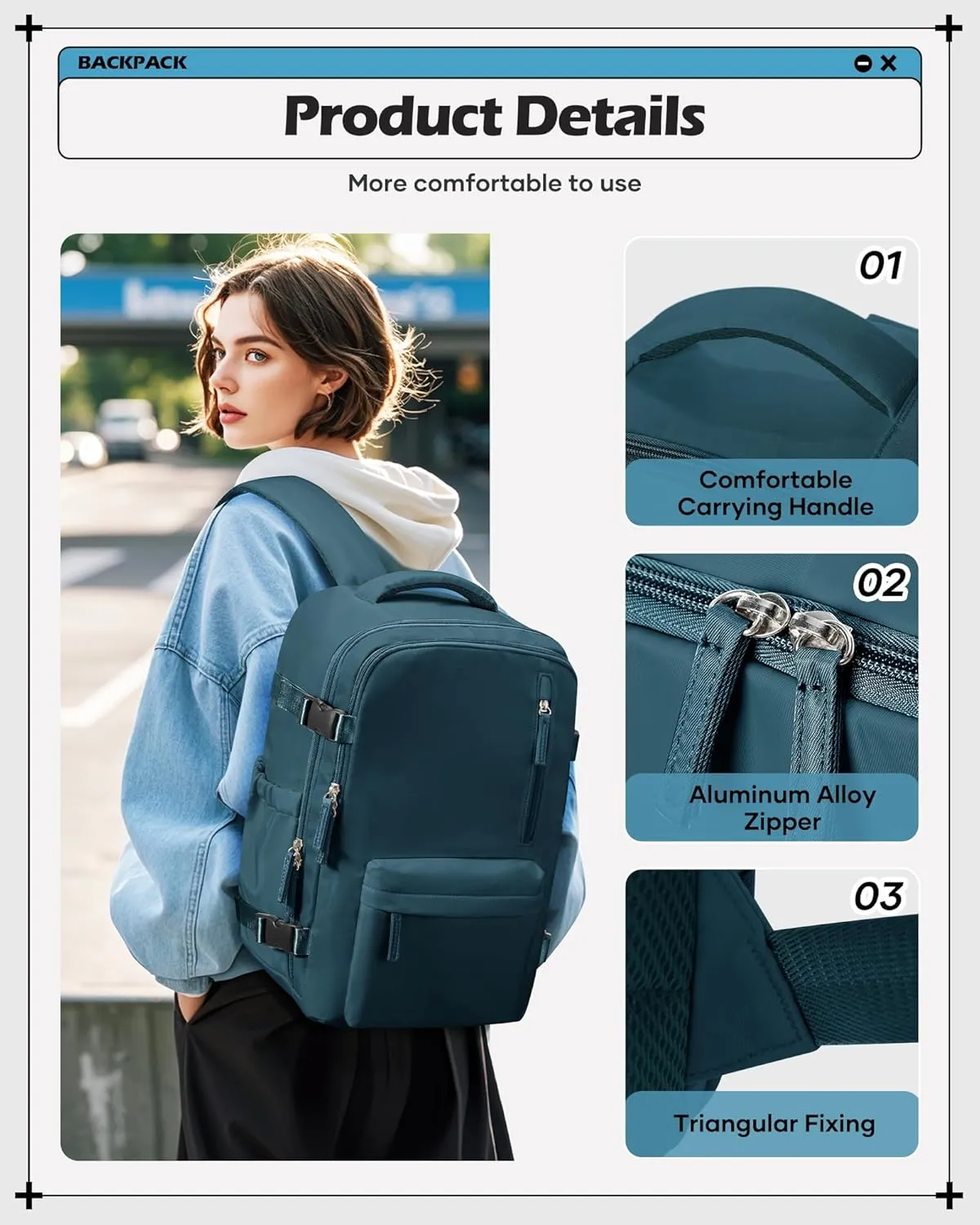 winspansy Carry on Travel Backpack for Women Men Lightweight Business Gym Laptop Work Backpack Airport Frontier Airlines Personal Item Bag Flight Approved Mochilas de Viaje Peacock Blue
