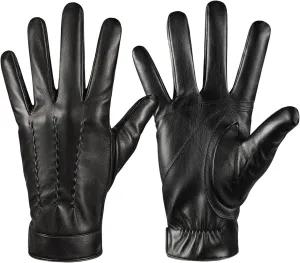 Winter Leather Gloves for Men,Touchscreen Snow Driving Gloves with Cashmere Lining for Motorcycle Driving Riding…