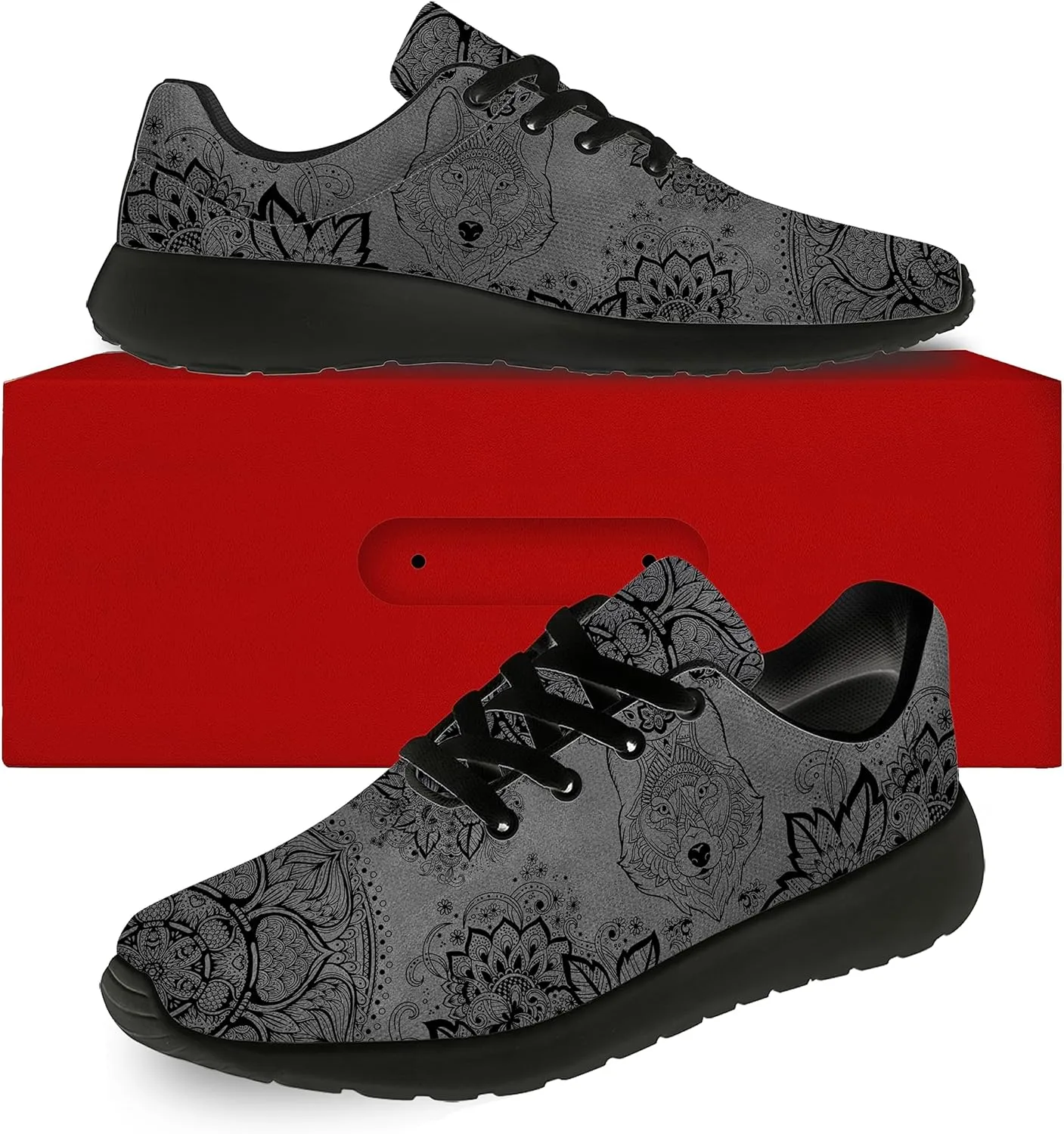 Wolf Design Shoes Mens Womens Running Sneakers Comfortable Casual Tennis Walking Shoes Gifts for Friends