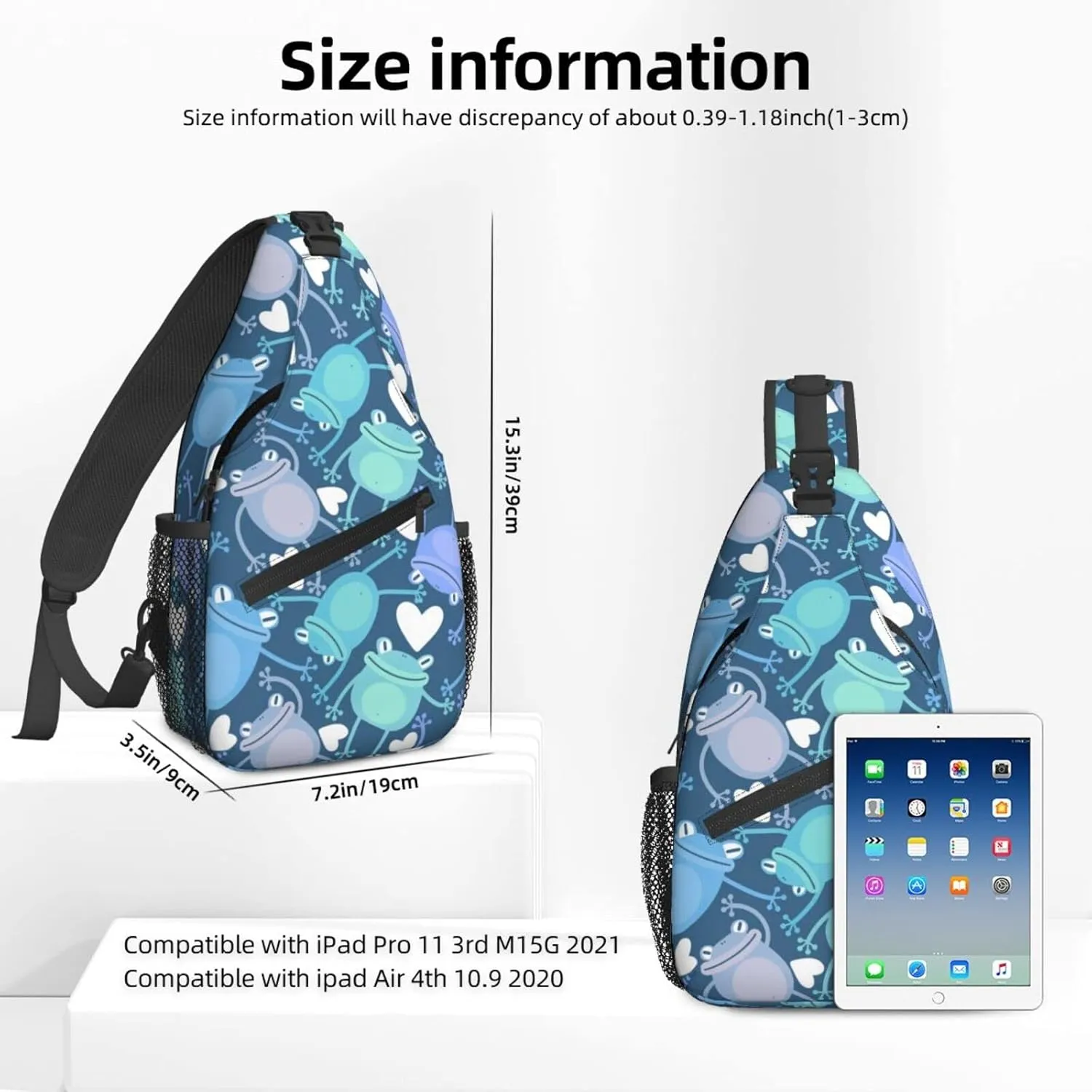Women Cartoon Frog Colorful Crossbody Sling Backpack for Men Chest Bag Shoulder Bag Lightweight One Strap Backpack Travel Outdoor Daypack