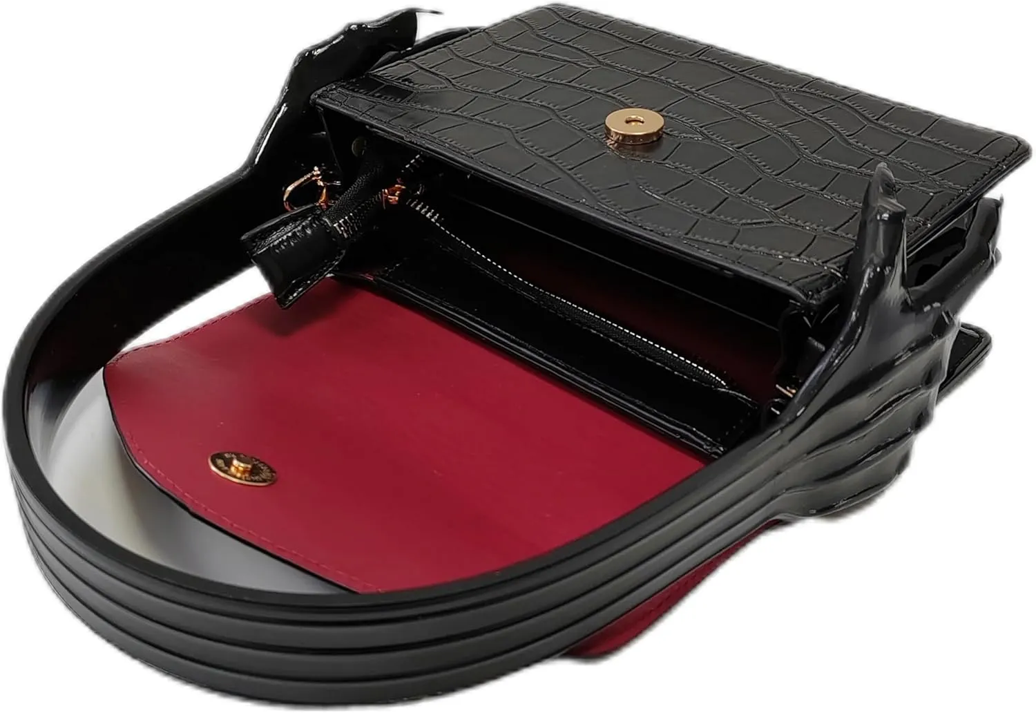 Women Casual Black Bag Small Square Bag Black Bag Chain Shoulder Bag Alligator Skin Lines Bag (19X7X13,Black)