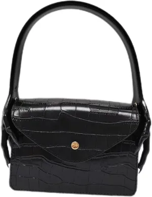 Women Casual Black Bag Small Square Bag Black Bag Chain Shoulder Bag Alligator Skin Lines Bag (19X7X13,Black)