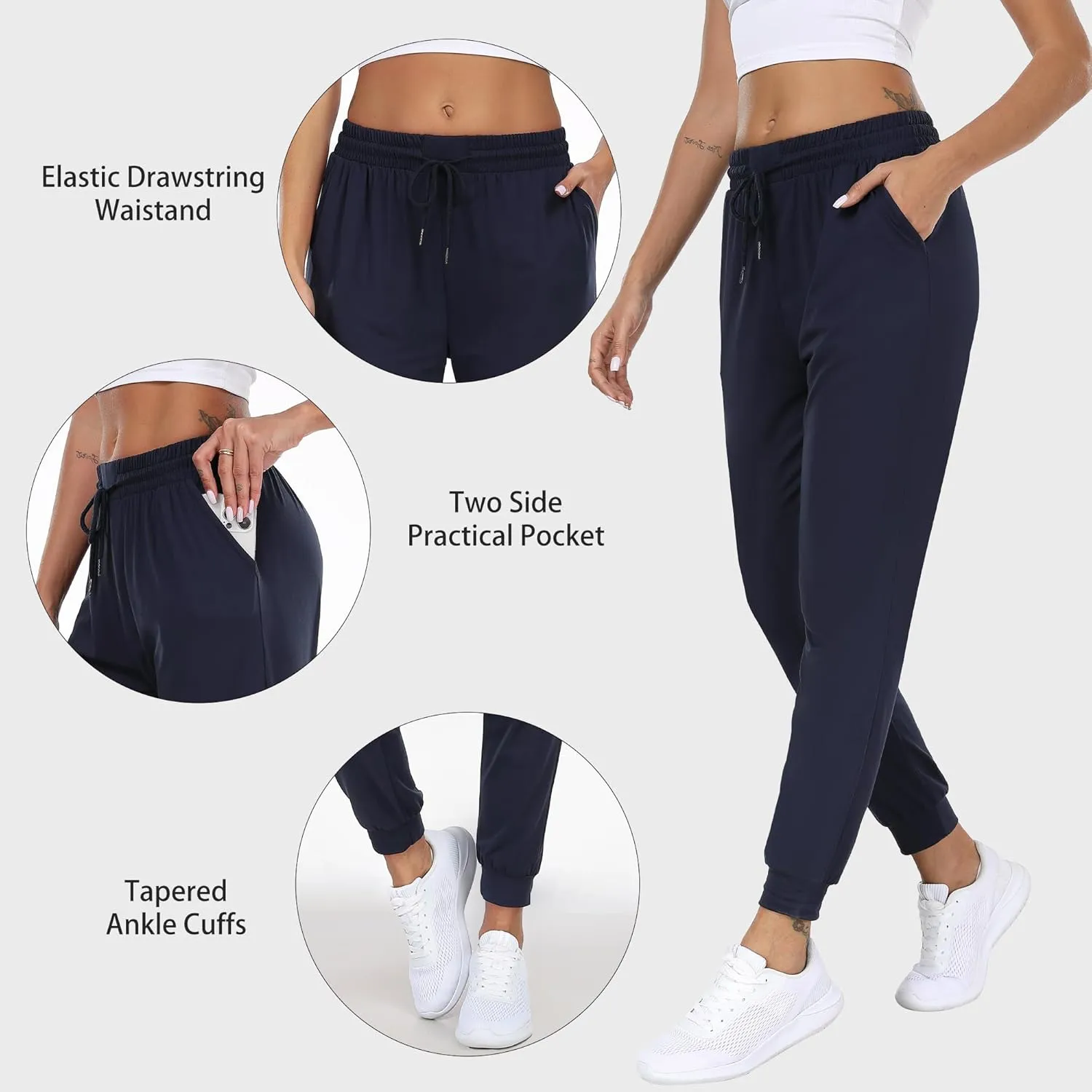 Women Joggers with Pockets,Women's Lightweight Sweatpants Soft Lounge Athletic Yoga Pants 4 Pack