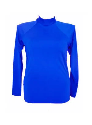 Women Long Sleeve Rash - Chlorine Resistant SPF50  Sizes 2XL - 4XL Cobalt