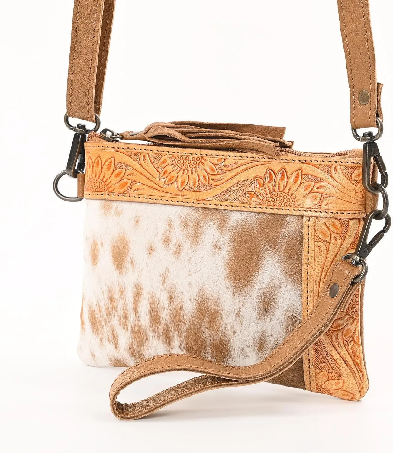 Women Natural Cowhide Leather Hand Bag With Adjustable Detachable Strap Leather Massenger Handbag Purse Sling Bag