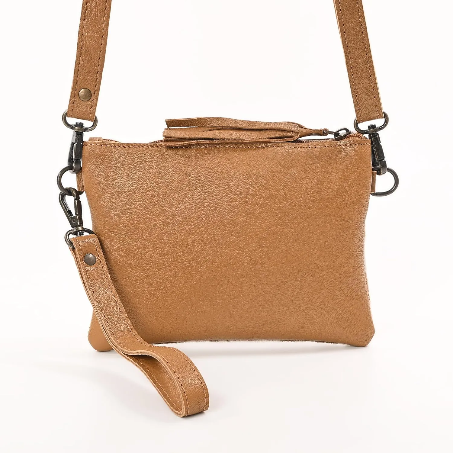 Women Natural Cowhide Leather Hand Bag With Adjustable Detachable Strap Leather Massenger Handbag Purse Sling Bag