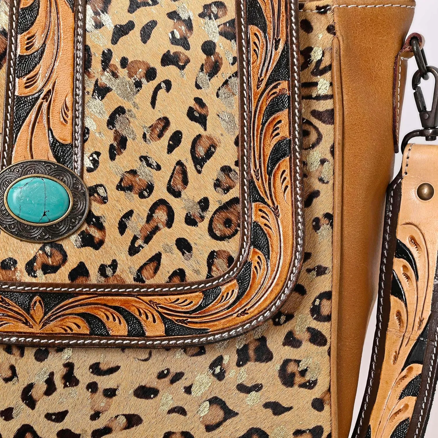 Women Natural Cowhide Leather Hand Bag With Adjustable Detachable Strap