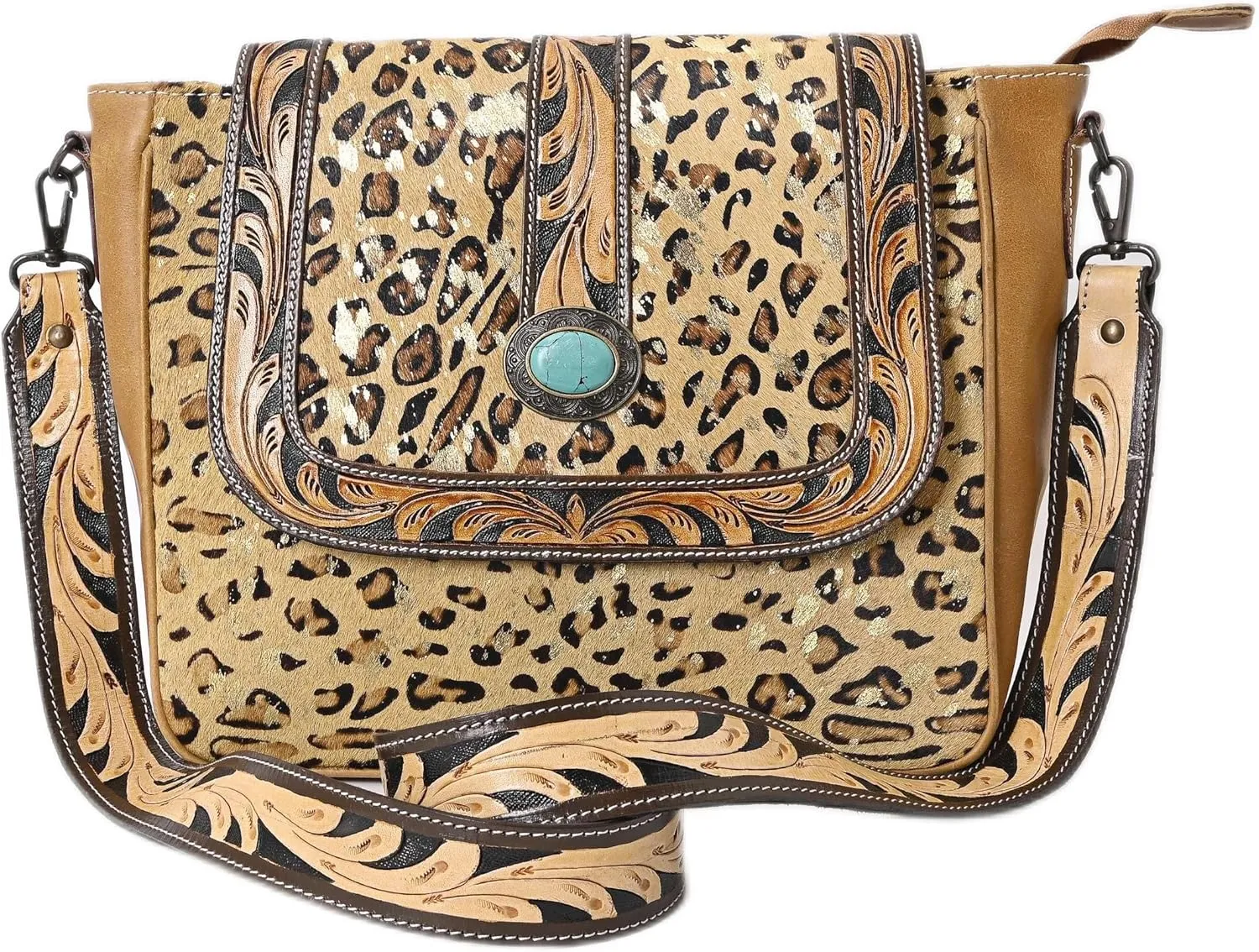 Women Natural Cowhide Leather Hand Bag With Adjustable Detachable Strap