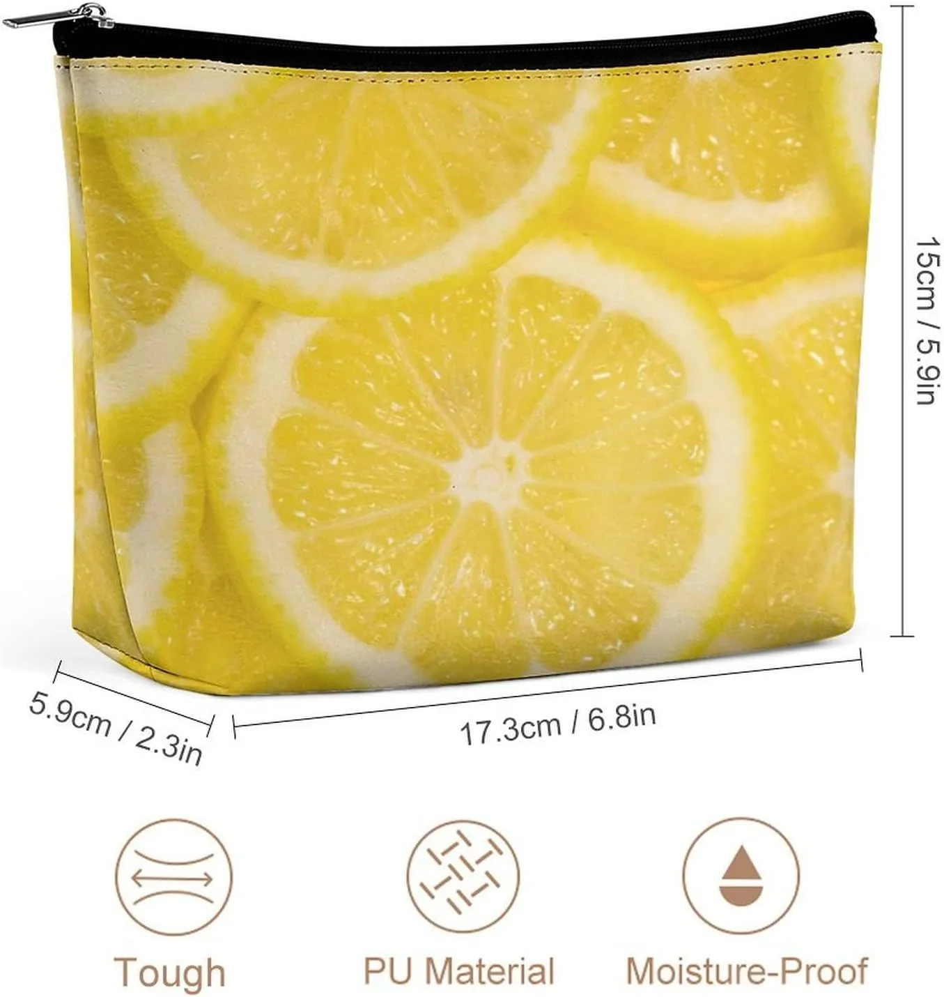 Women PU Leather Cosmetic Bag, Toiletry Storage 6.8x5.9x2.3 in Zipper Pouch Handbag Makeup Case Purse Holder Organizer