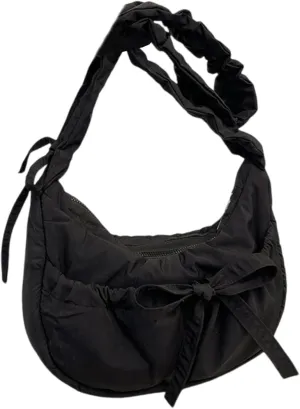 Women Shoulder Bag Lovely Bows Armpit Bag Korean Styles Messengers Bag Shopping Bag Drawstring Crossbody Bag for Daily