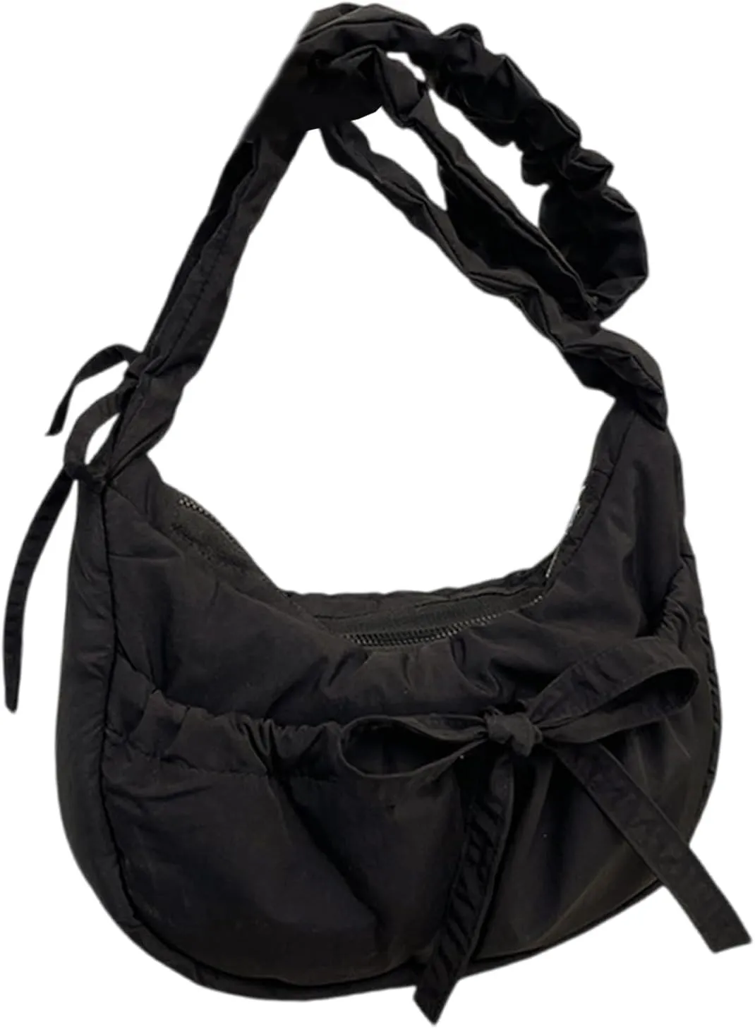 Women Shoulder Bag Lovely Bows Armpit Bag Korean Styles Messengers Bag Shopping Bag Drawstring Crossbody Bag for Daily