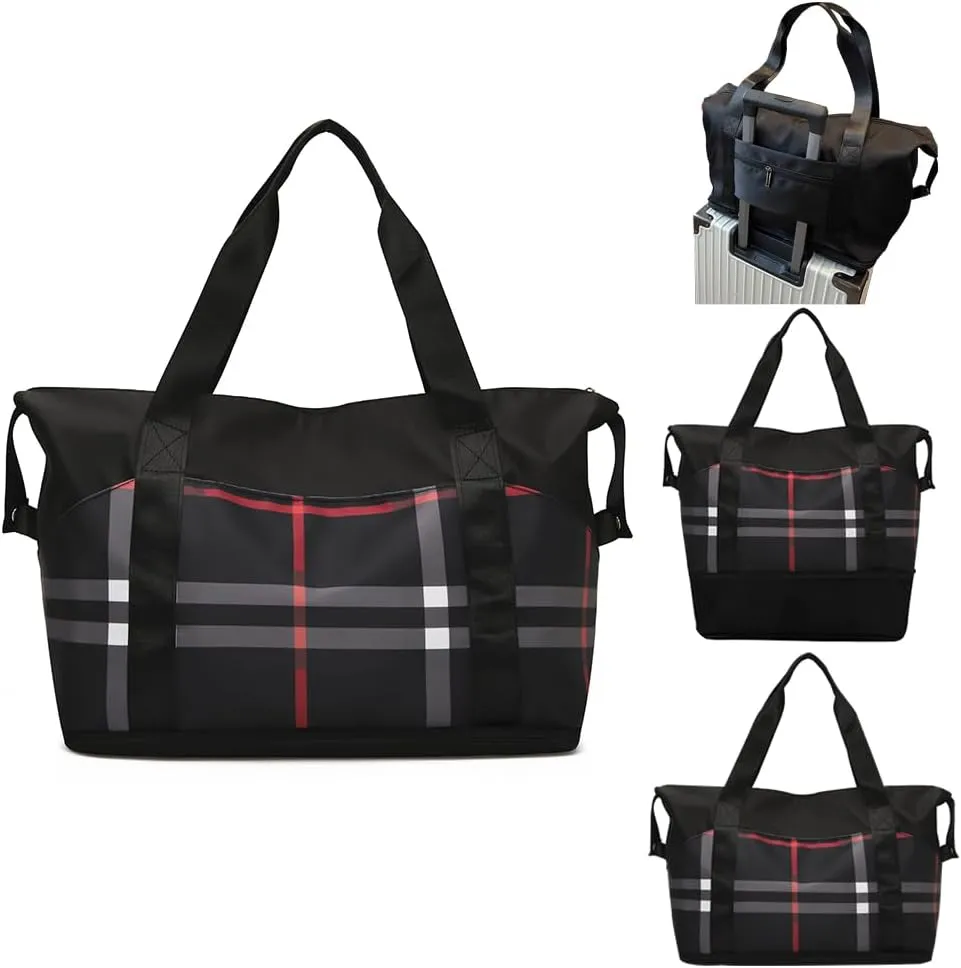 Women Travel Duffel, Large Expandable Weekender Carry-on Tote, Gym Workout Bag, Overnight and Mommy Hospital Bag for Labor and Delivery