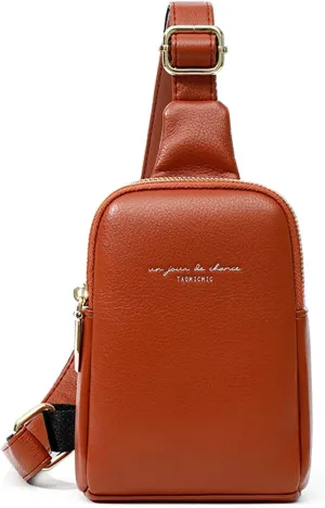 Women Vegan Leather Sling Bag, Outdoor One Shoulder Crossbody Chest Bag