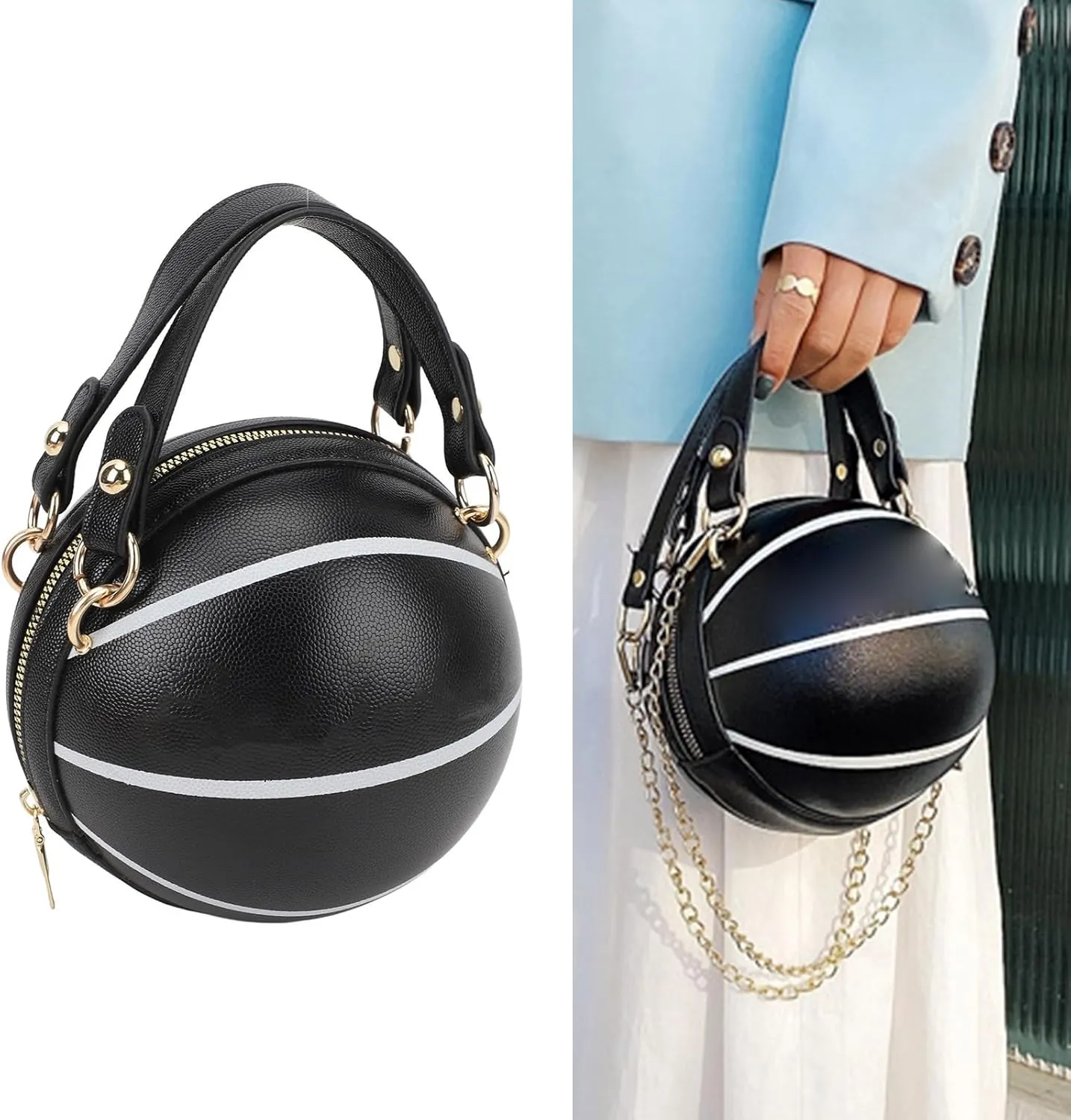 Women's Basketball Bag Trendy Design Basketball Shaped Handbag For Travel Work And Shopping