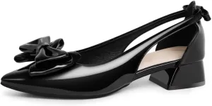 Women's Bow Slingback Heels Pointed Toe Chunky Heels Pumps Dress Shoes - 1.18'' Inches Height