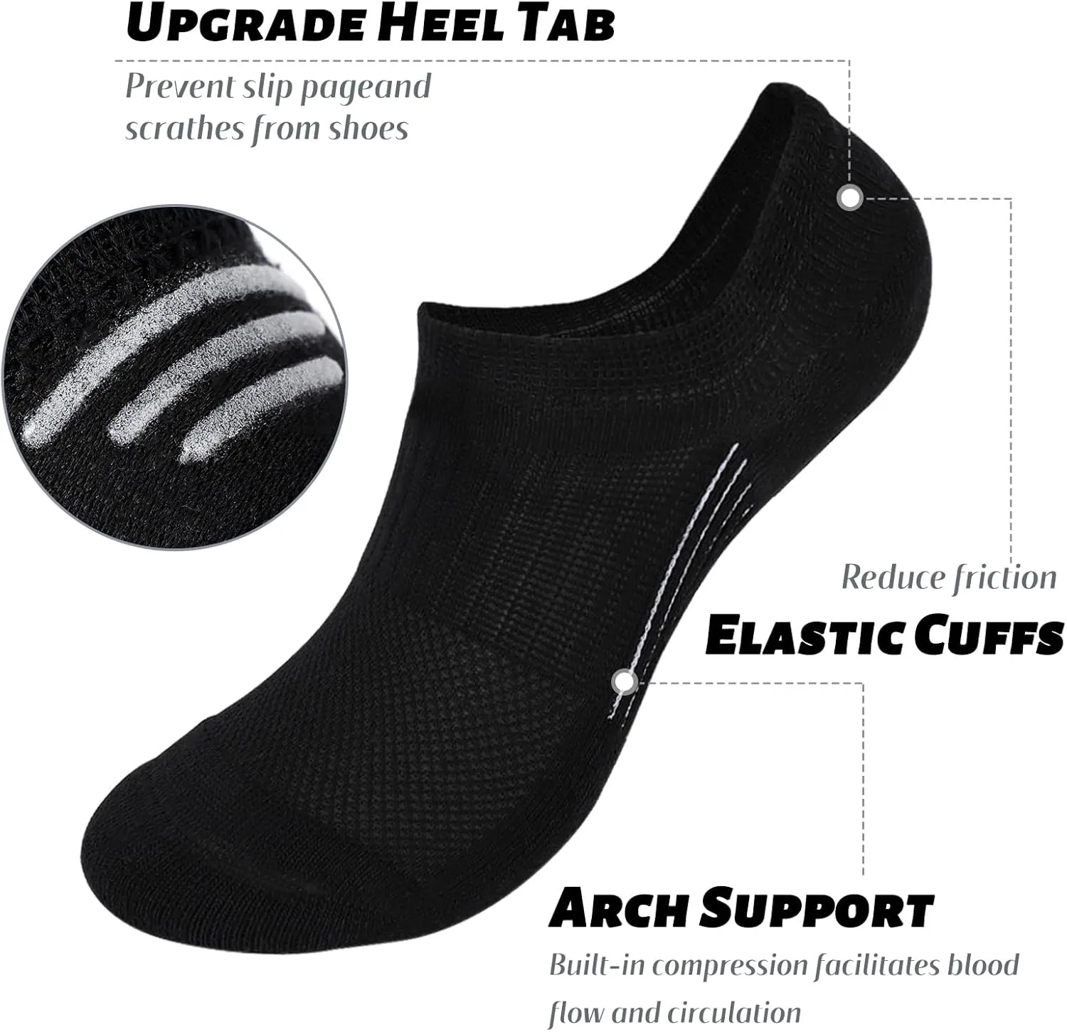 Women's Cushioned Ankle Socks Athletic Running Low Cut Socks 6-9/9-11