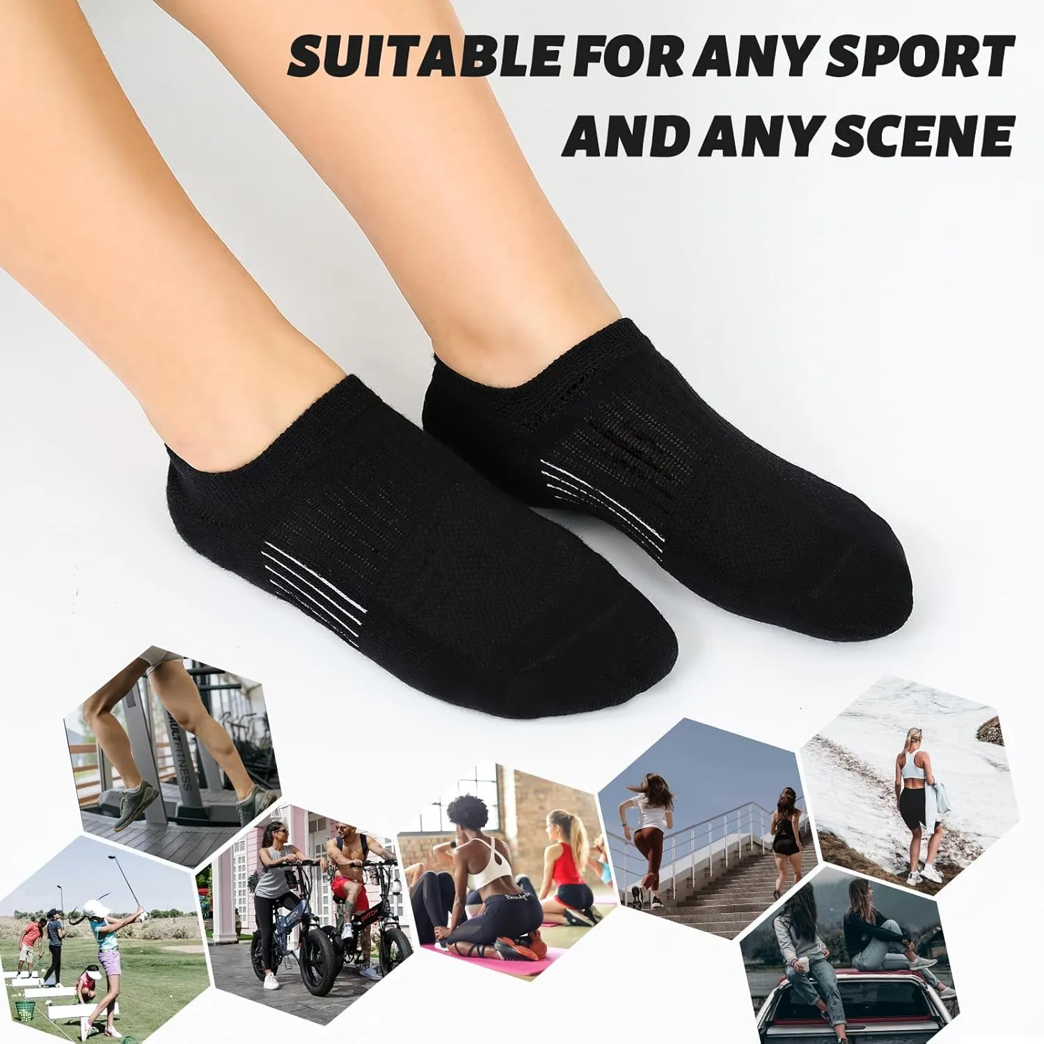 Women's Cushioned Ankle Socks Athletic Running Low Cut Socks 6-9/9-11