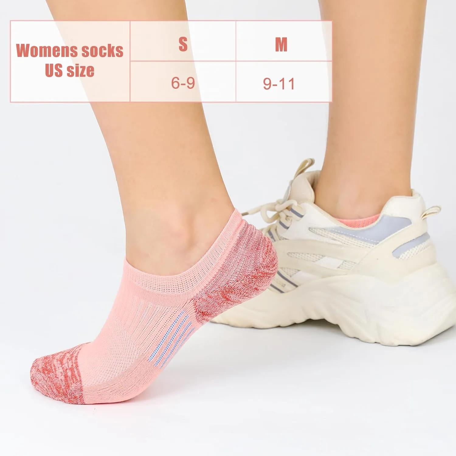 Women's Cushioned Ankle Socks Athletic Running Low Cut Socks 6-9/9-11