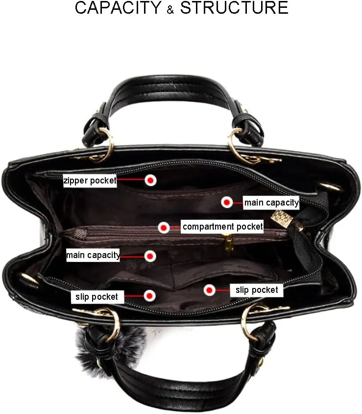 Women's Fashion Handbag Leather Shoulder Purse Color-Blocked Top-Handle Satchels