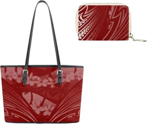 Women'S Fashion Handbag Shopping Large Capacity Makeup Bag Polynesian Tribe Design Purse Shoulder Bag Set