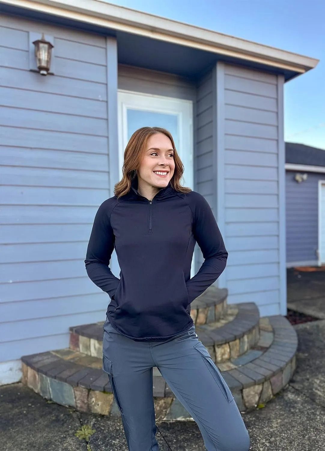 Women's Fleece Running Jacket Quarter Zip Pullover Water Resistant Thermal Equestrian Shirt Warm Winter Golf Gear