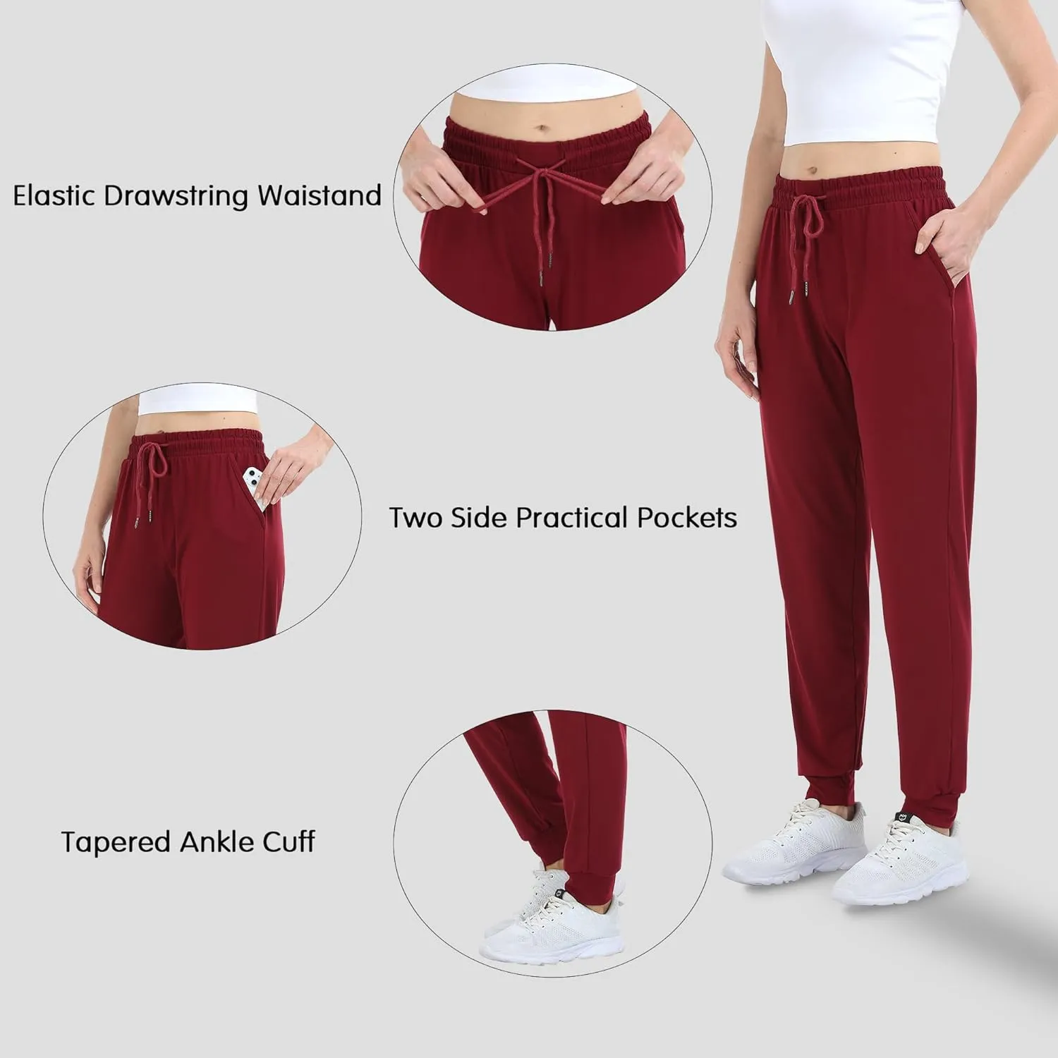 Women's Joggers with Pockets,Women Sweatpants for Loung Yoga Workout Running Casual Pants 3PACK