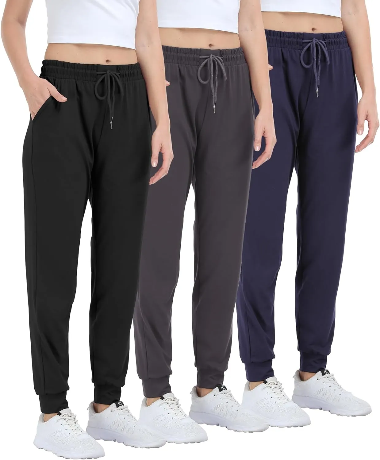 Women's Joggers with Pockets,Women Sweatpants for Loung Yoga Workout Running Casual Pants 3PACK