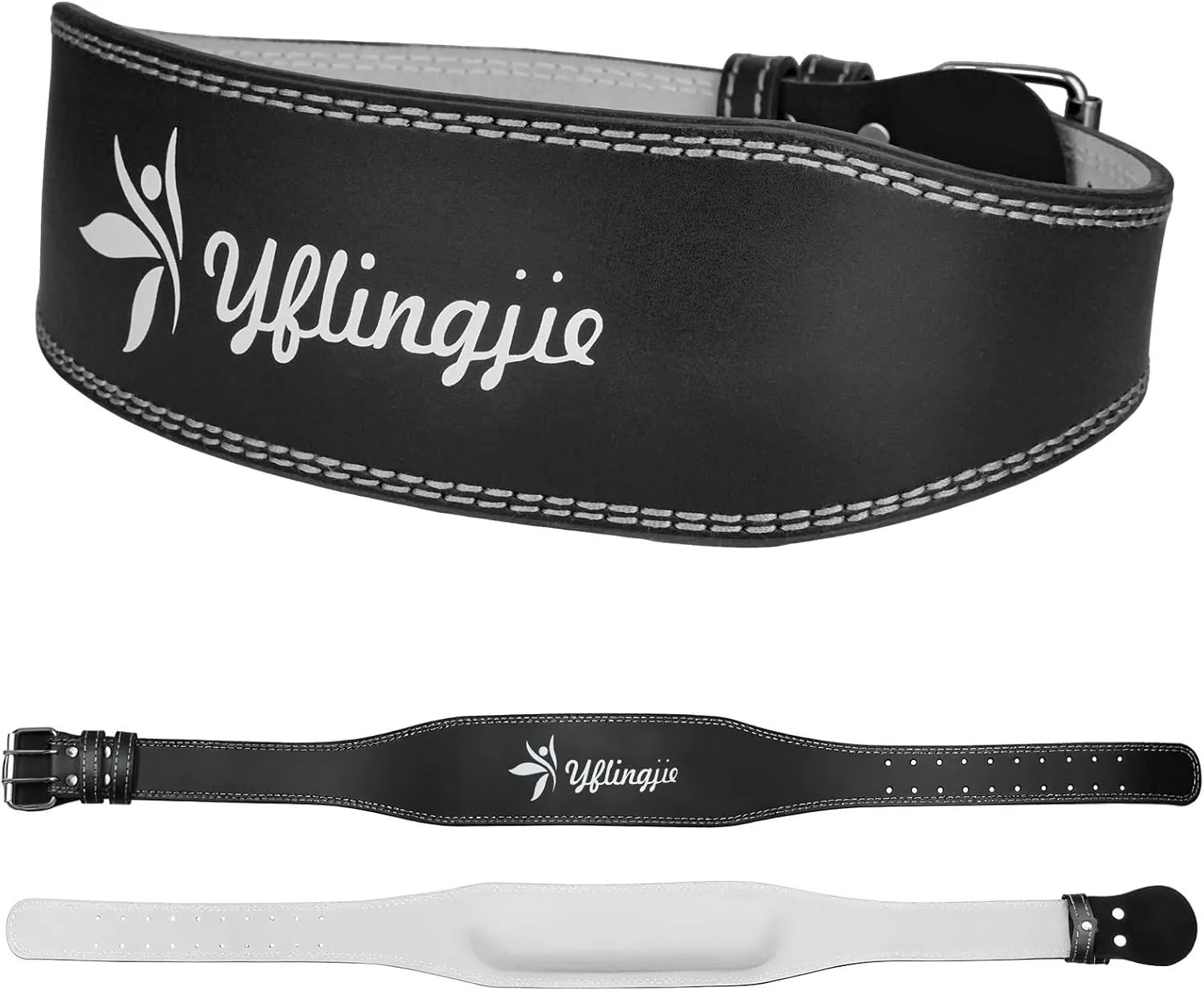 Women's Leather Lumbar Gym Belt for Heavy Lifting - 6.8mm Thick Weight Lifting Belt with Back Brace Support（Women & Men）, Squat Belt for Squats, Deadlifts & Strength Training(L) (black, L(39-43inches))