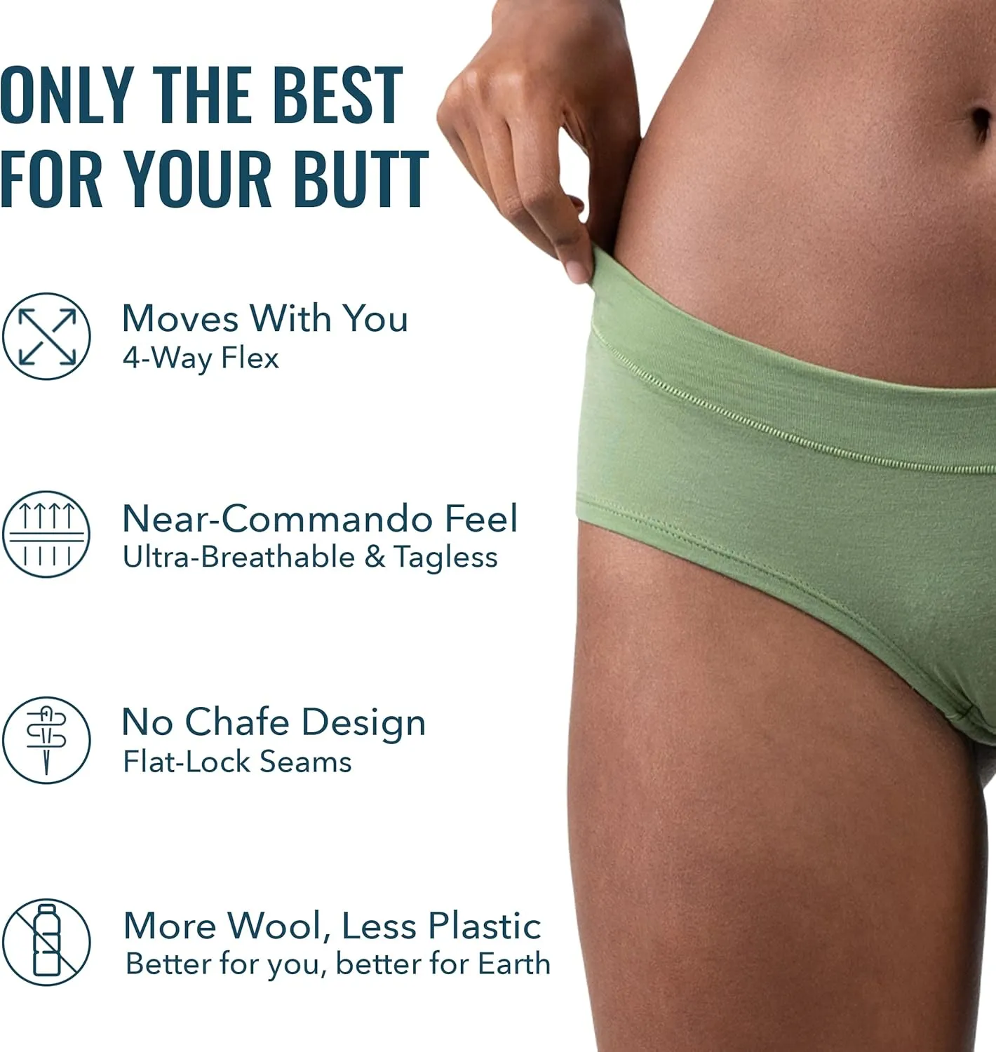 Women's Merino Cheeky Brief By Woolly | RWS Certified | Soft, Breathable, Seattle Designed
