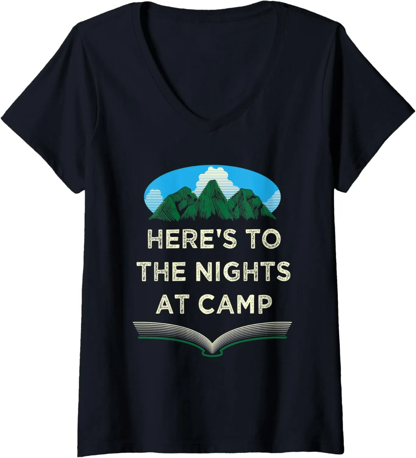 Womens Nights at Camp Camping Forest Camper Jungle Vacation Holiday V-Neck T-Shirt