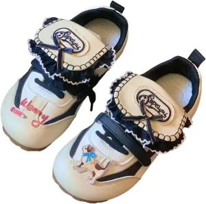 Women's Playful Sneakers with Lace Trim, Cat Design, Lightweight Walking Shoes, Bold Streetwear Statement