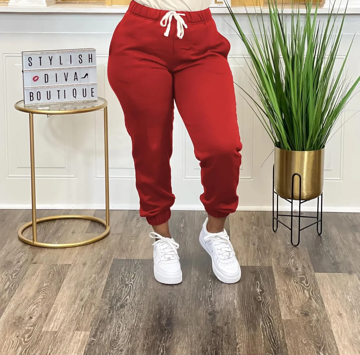 Women's Plus Size Casual Sweatpants Drawstring Jogger Pants Tight Track Pants with Pockets