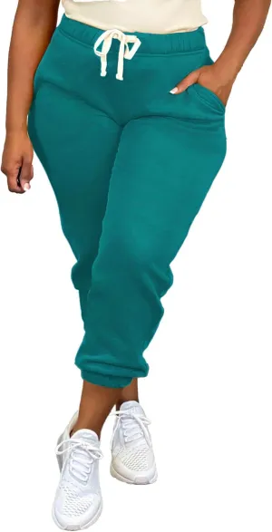 Women's Plus Size Casual Sweatpants Drawstring Jogger Pants Tight Track Pants with Pockets
