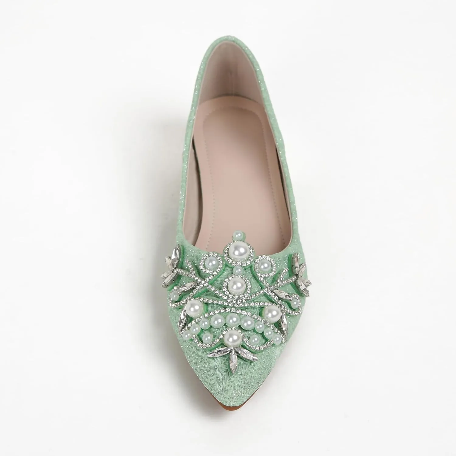 Women's Rhinestone Fashion Pointed Toe Pearl Diamond Low Heel Dress Wedding Work Business Dance Pumps